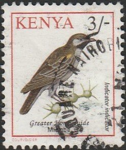 Kenya #600 1993 3shill. Black-throated Honeyglide USED-Fine-NH.