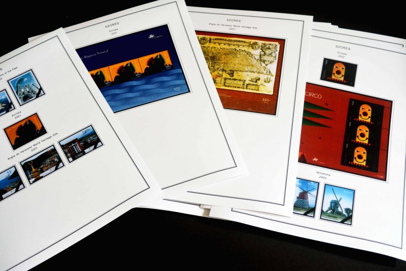 COLOR PRINTED AZORES 1868-2010 + 2011-2020 STAMP ALBUM PAGES (119 illust. pages)