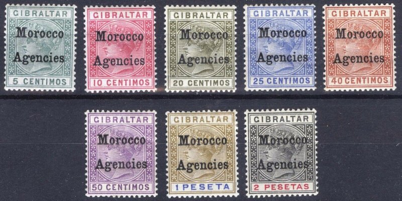 Morocco Agencies 1899 5c-2p on Gibraltar(2) SG9-16 Sc12-19 LMM/MLH Cat£170($210)