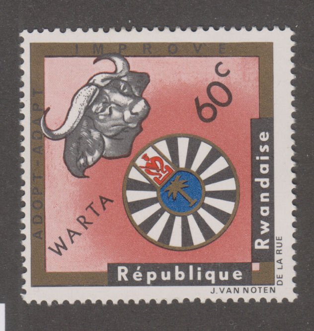 Rwanda 221 Round Table Emblem and Cape Buffalo 1967