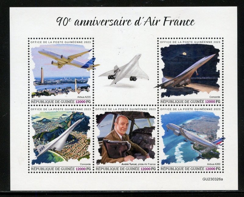 GUINEA 2023 90th ANNIVERSARY OF AIR FRANCE SHEET MINT NH