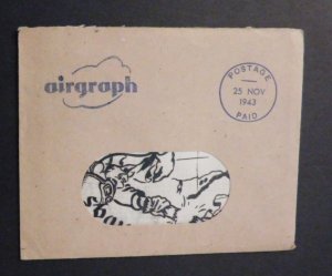 1943 Airgraph Airmail Cover Aberdeen Scotland Greetings From the Middle East