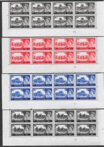 GB 1967 CASTLES Set SG759 -762 (no watermark) CONTROL Blocks of 8, MNH. Cat £144