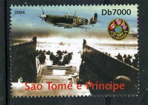 Sao Tome & Principe 2004 D.DAY WWII Aircrafts Flags 1v Perforated Mint (NH)