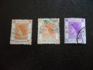 Stamps - Hong Kong - Scott# 185,194,196 - Used Part Set of 3 Stamps