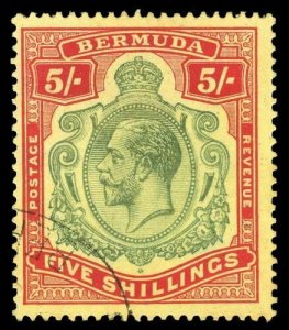 Bermuda 1920 KGV 5s green & carmine-red/pale yellow WMK INVERTED VFU. SG 53dw.   