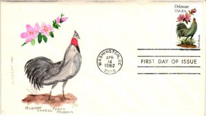 #1960 Delaware Birds & Flowers-UNKNOWN HAND PAINTED CACHET