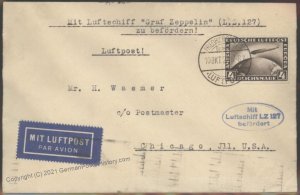 Germany 1928 Zeppelin Amerikafahrt LZ127 Flown Cover Graf Grandson Signed 103326