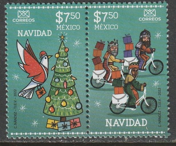 MEXICO 3279a, CHRISTMAS SEASON, HORIZONTAL PAIR, MINT NH VF