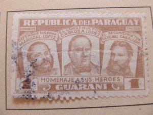 1954 Paraguay 1g Fine Used Stamp A11P26F113-