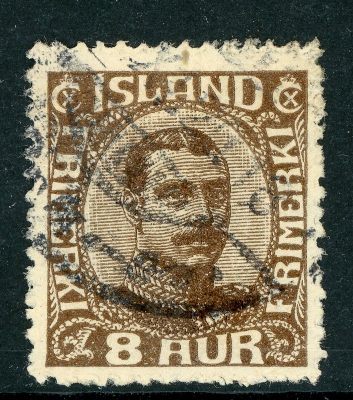 Iceland 1922 Christian X 8a Dark Brown Scott # 114 VFU D210 