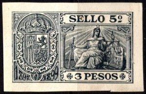 1898-1899 Spanish West Indies Revenue Sello 5 3 Pesos Document Stamp