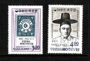 Korea-Sc#454-55-Unused NH set-Korean Postal System-1964-