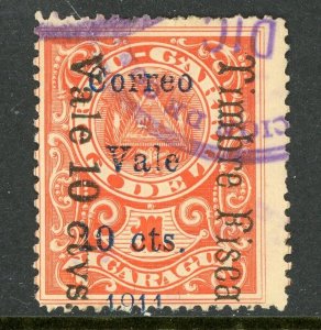 Nicaragua 1911 Railroad Revenue 10¢/10¢/1¢ Sc 291 VFU Q452