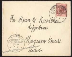 Germany 1900 Navy SMS Habicht  MSP9 Kapstadt West Africa Feldpost Cover 107427