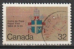 1984 Canada - Sc 1030 - used VF - 1 single - Papal Visit