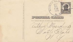 United States York North Clymer 1909 doane 3/4  1876-1997  Postal Card.