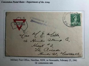 1941 Military PO In Narella Australia YMCA Cover To Newcastle England