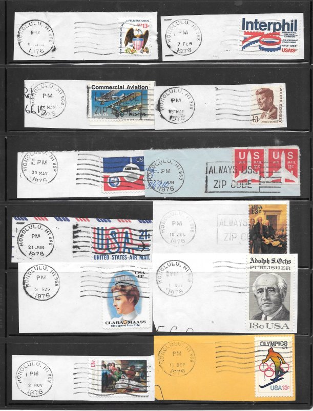 #243 HONOLULU HAWAII 1976 U.S Mixture POSTMARKS & CANCELS Collection / Lot