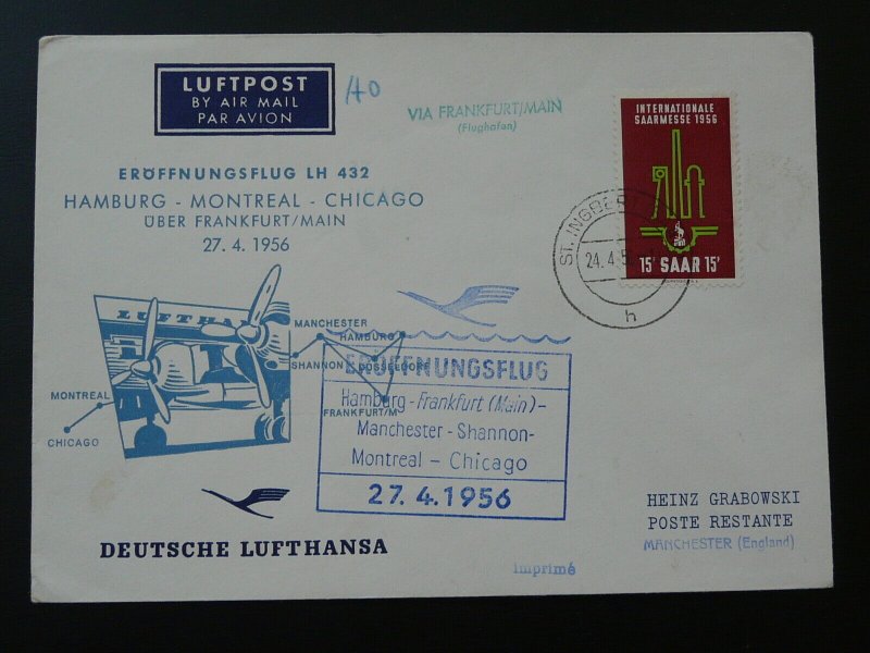 first flight cover Saar to Manchester via Frankfurt 1956 Lufthansa 94926