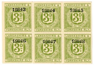 (I.B) Lancashire & Yorkshire Railway : Letter Stamp 3d