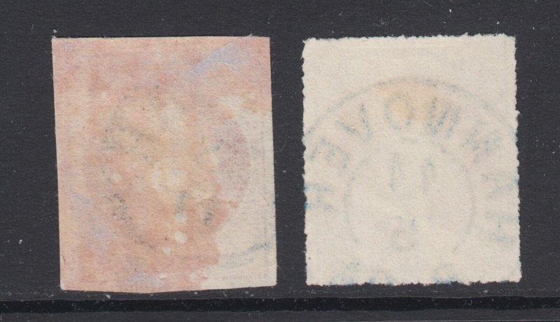 Hanover Sc 19, 27 used. 1863 and 1864 1gr rose King, imperf & Perce en Arc