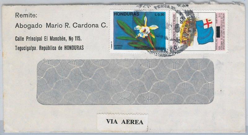 ORCHIDS red cross UPU -- HONDURAS -  POSTAL HISTORY -  COVER to ITALY 1990's