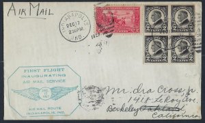 US 1927 FIRST FLIGHT COVER FRANKED IMPERF BLOCK OF 4 HARDING ISSUE Sc 611 AIR MA