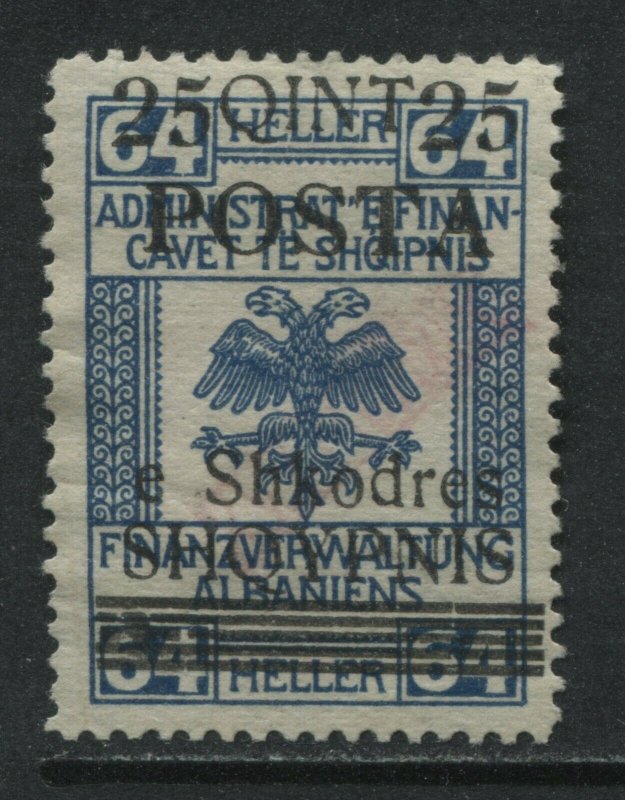 Albania 1919 25 qintars on 64 heller unused no gum  