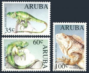 Aruba 98-100, MNH. Michel 128-130. Reptiles 1993: Iguana Iguana.