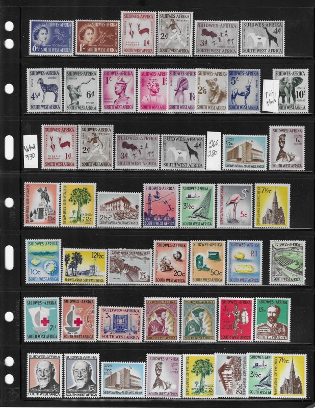 SOUTH WEST AFRICA COLLECTION 1923-1967 (SOME BOB)- ALL MINT -LIGHT HINGED/HINGED