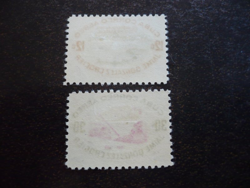 Stamps - Cuba - Scott# C117-C118 - Mint Hinged Set of 2 Air Mail Stamps