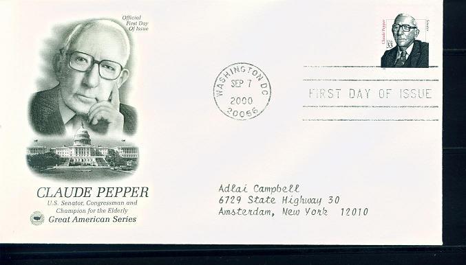 US Sc# 3426 FDC Claude Pepper Senator PCS 2