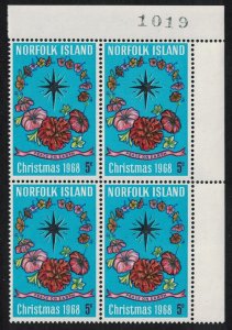 Norfolk Christmas T2 Corner Block of 4 1968 MNH SC#121 SG#98