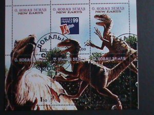 ​FRANCE-NEW EARTS 1999-PHILEX FRANCE'99 STAMP SHOW-DINOSAURS -CTO-S/S VF