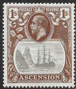 ASCENSION SG18b 1924 1/= GREY-BLACK & BROWN TORN FLAG VAR MTD MINT