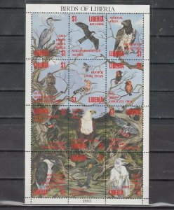 Liberia, Scott cat. 1161. Birds of Liberia sheet of 12. Cat. 37.50. ^