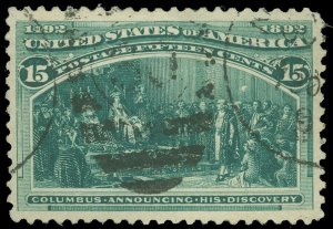 US SCOTT #238, USED, Extra Fine Centering, SMQ $250 for a Grade of 90!