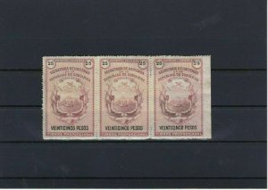 Costa Rica Early Revenue Stamps Block Paper on back Ref: R4214