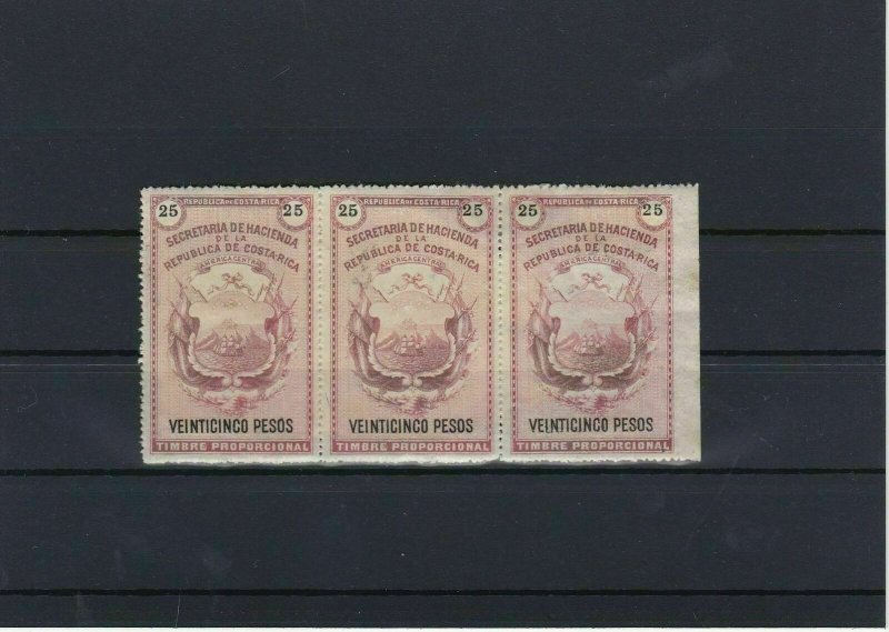 Costa Rica Early Revenue Stamps Block Paper on back Ref: R4214