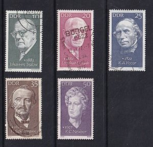 German Democratic Republic   DDR   #1349-1353  used 1972  portraits