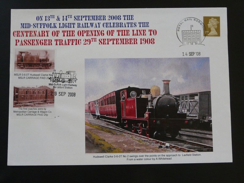 railroads train Middle Suffolk Railway letter stamps cover Great Britain 2008