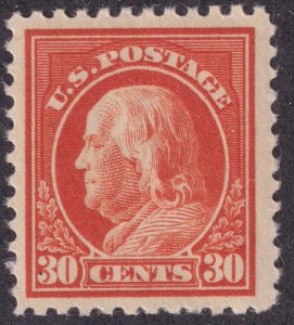 Sc# 516 U.S 1917-1919 Benjamin Franklin 30¢ unwmk Perf 11 issue MLH CV $30.00