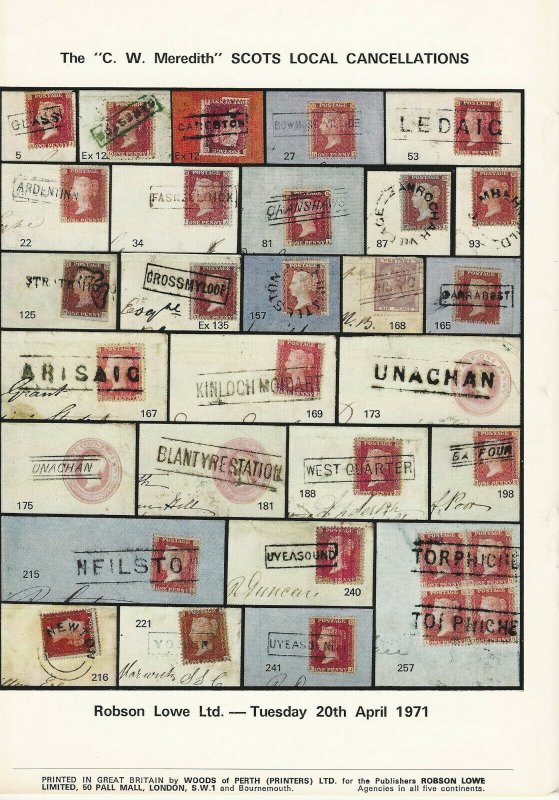 Scots Local Cancellations, Robson Lowe Catalog, Sale #3497, April. 20, 1971