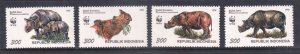 INDONESIA - 1996 W.W.F WWF- RHINOCEROS / WILD ANIMALS - 4V - MINT NH