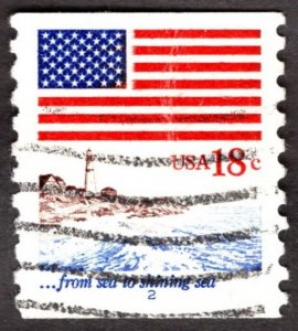 1981, US 18c, Flag and lighthouse, Used Sc 1891