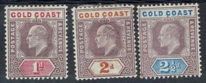 GOLD COAST 1902 KEVII 1D 2D AND 21/2D WMK CROWN CA