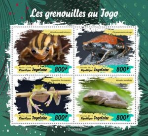 Togo - 2019 Frogs of Togo on Stamps - 4 Stamp Sheet - TG190584a