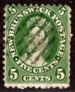 8b, New Brunswick, Canada, 5c, olive green, Queen Victoria, Used