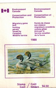 Canada FWH4 Duck Stamp on License Used VF